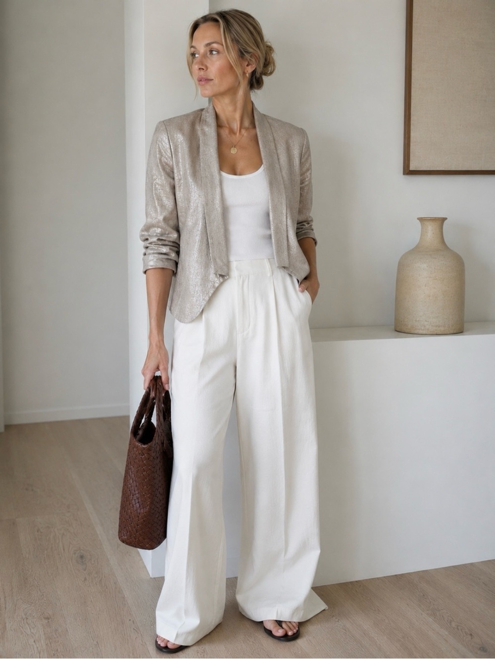Anthropologie Cartonnier 100% Linen Open Front Blazer